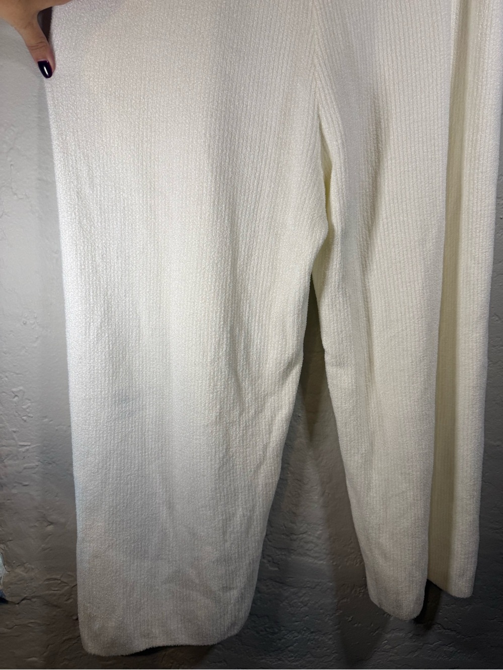 Barefoot Dreams Cream Ribbed Wide-Leg Cropped Pants - Picture 10 of 10